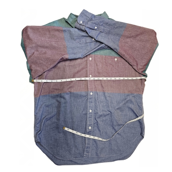 Eddie Bauer Color Block Shirt Blue Green Red Mens Outdoors 100% Cotton XXLT - Picture 9 of 14